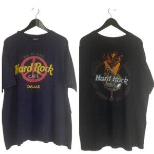 VTG Hard Rock Cafe Worn Dallas Mens XL T-Shirts Bundle Blue Black Graphic Cotton